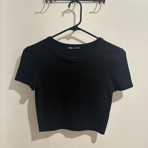 ZARA Black Cropped Plain Shirt